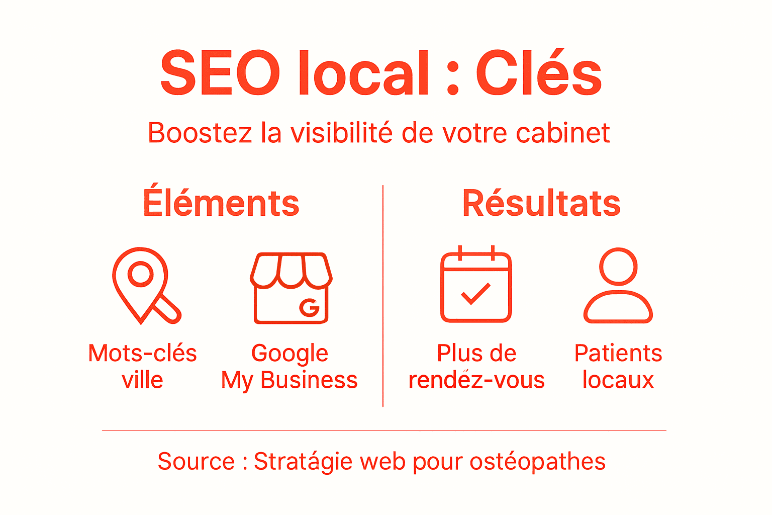 Infographie : les indispensables du référencement local pour les ostéopathes