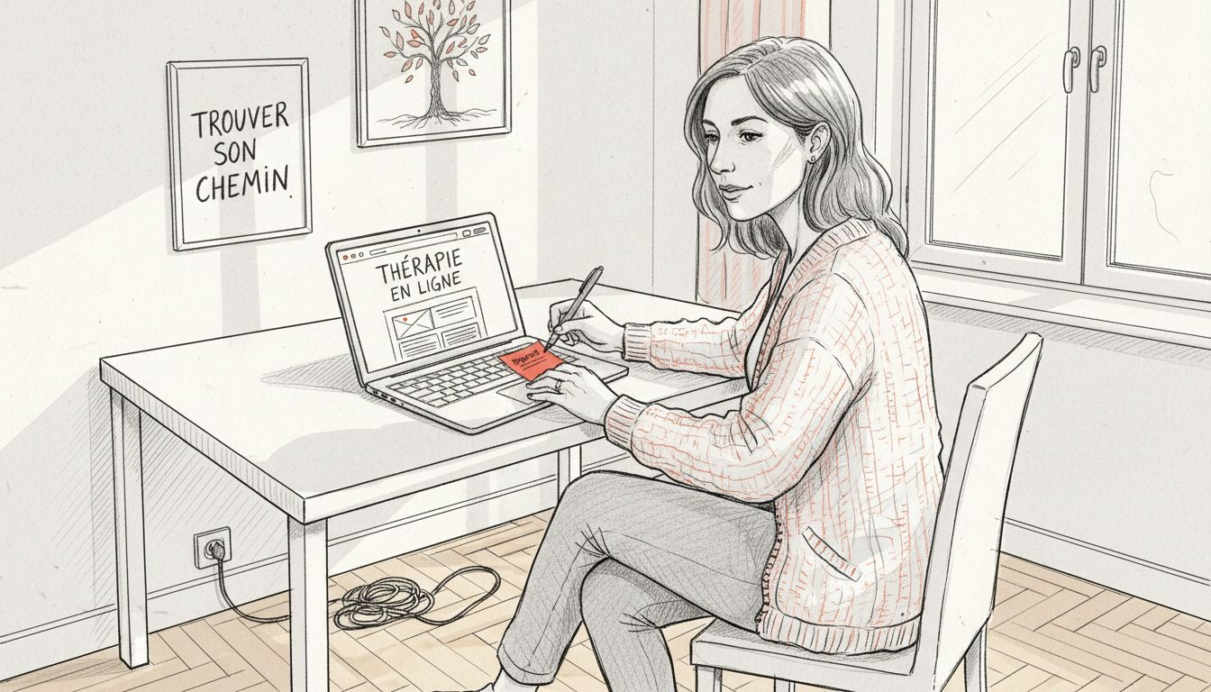 Un thérapeute consulte son site internet depuis chez lui