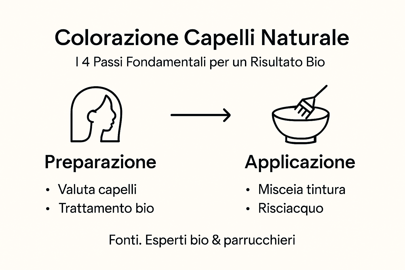 Schema illustrativo del processo di colorazione naturale dei capelli