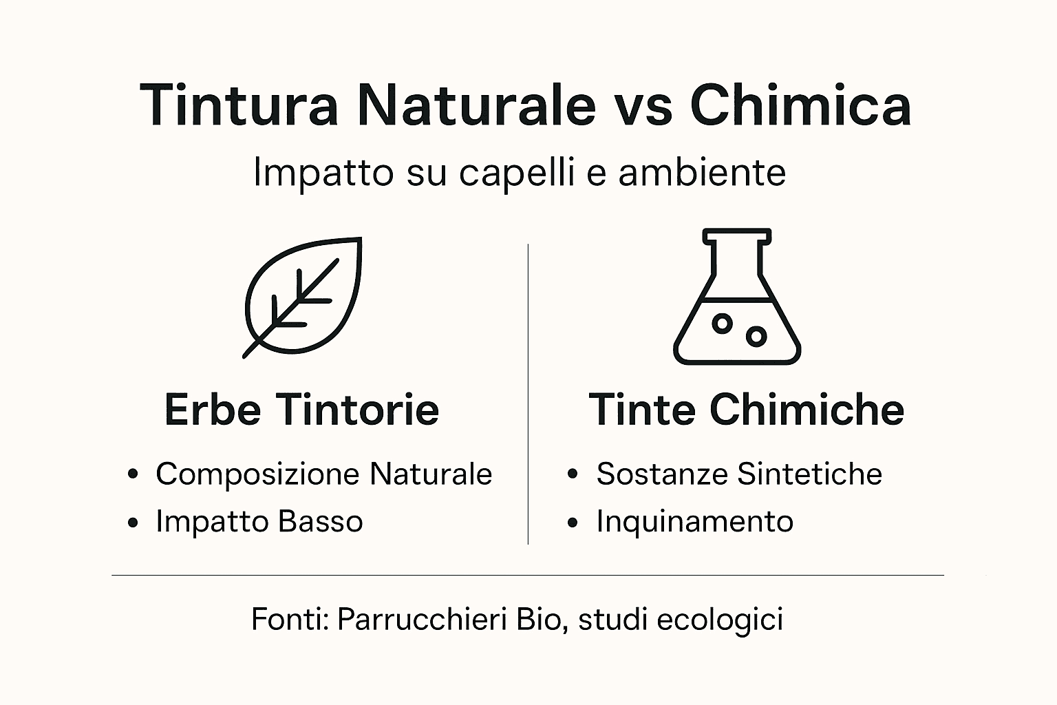 Infografica: differenze tra colorazioni naturali a base di erbe e tinte chimiche