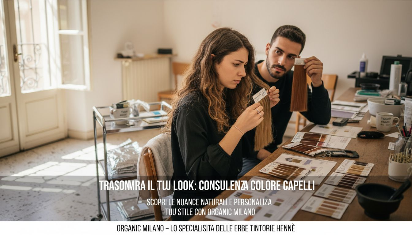 Persone che osservano e confrontano campioni di capelli tinti con colorazioni naturali