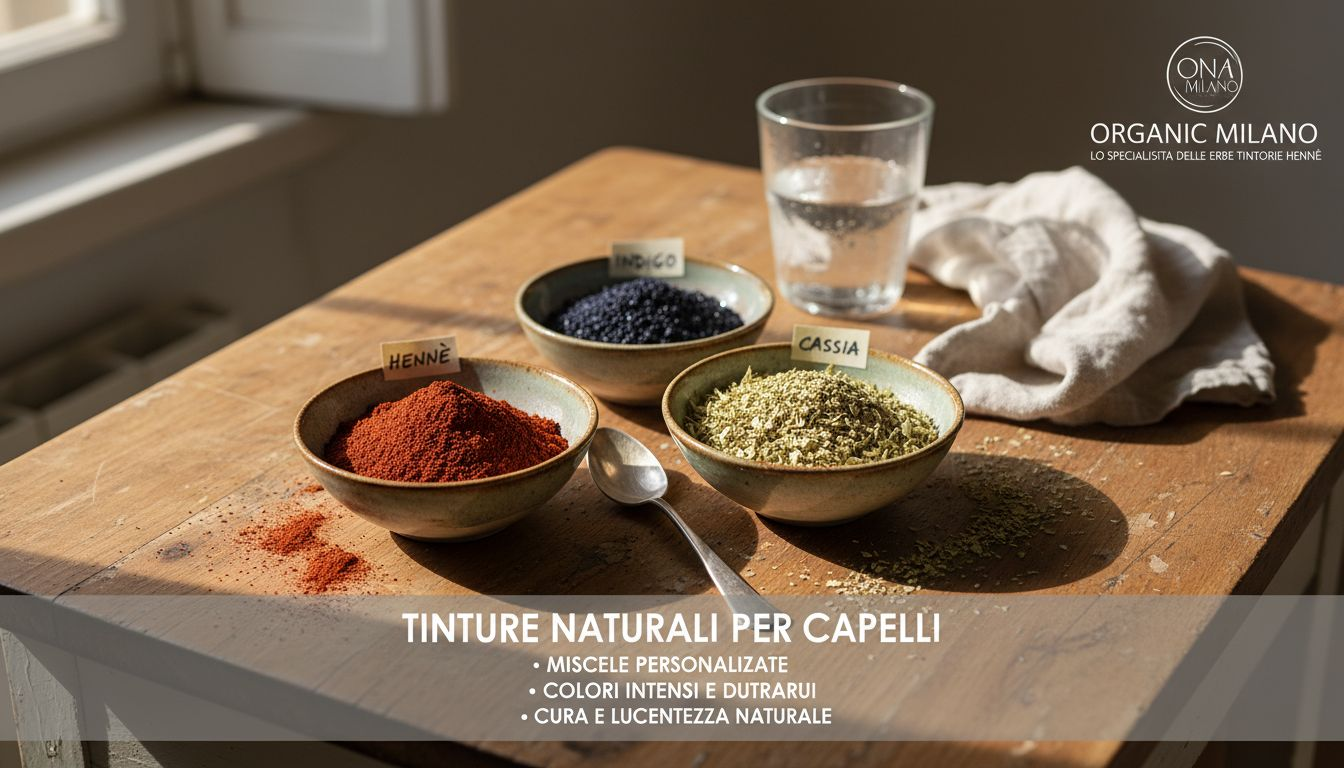 Ingredienti naturali a base di erbe per la colorazione vegetale dei capelli