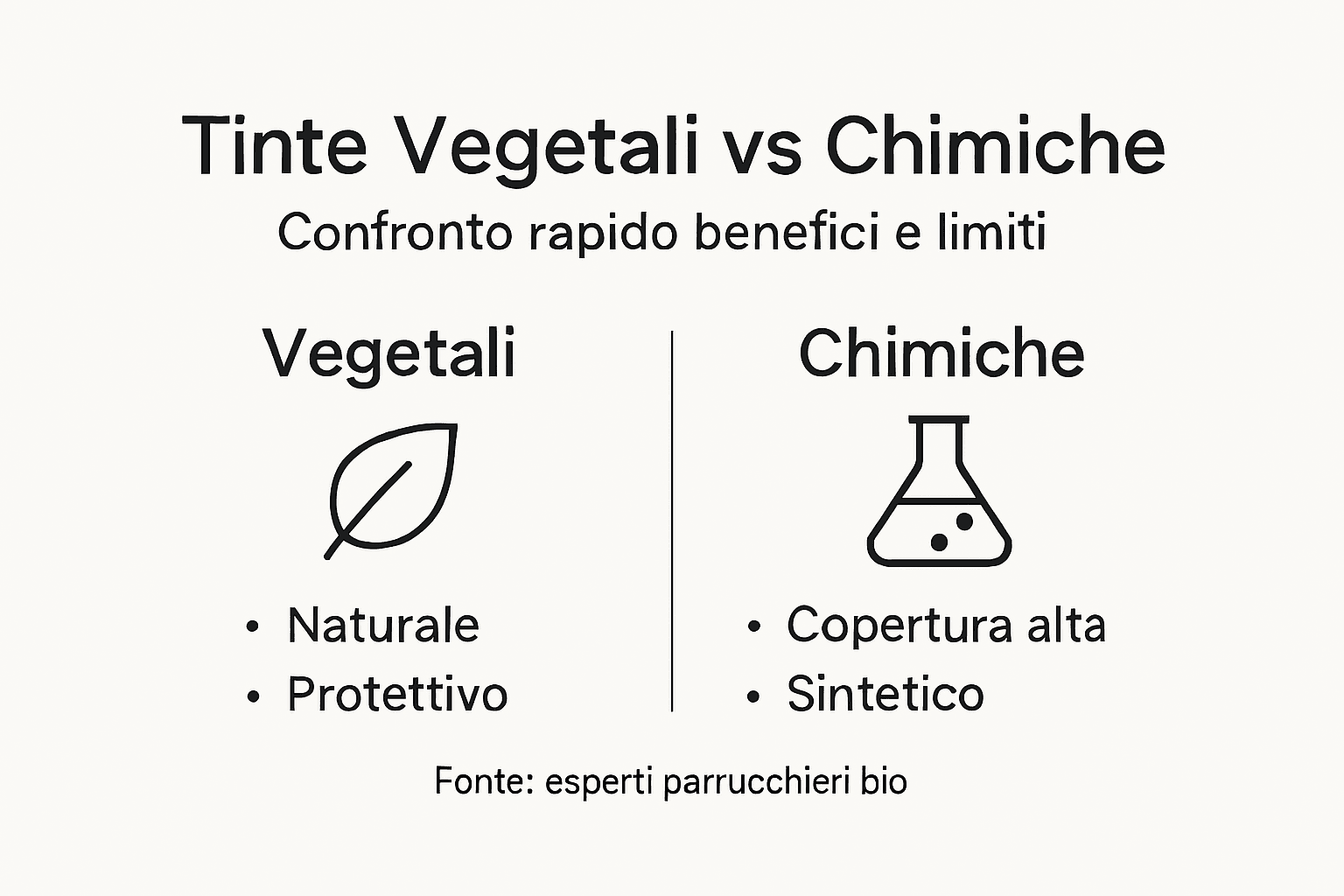 Infografica comparativa tra colorazioni naturali e tinture chimiche