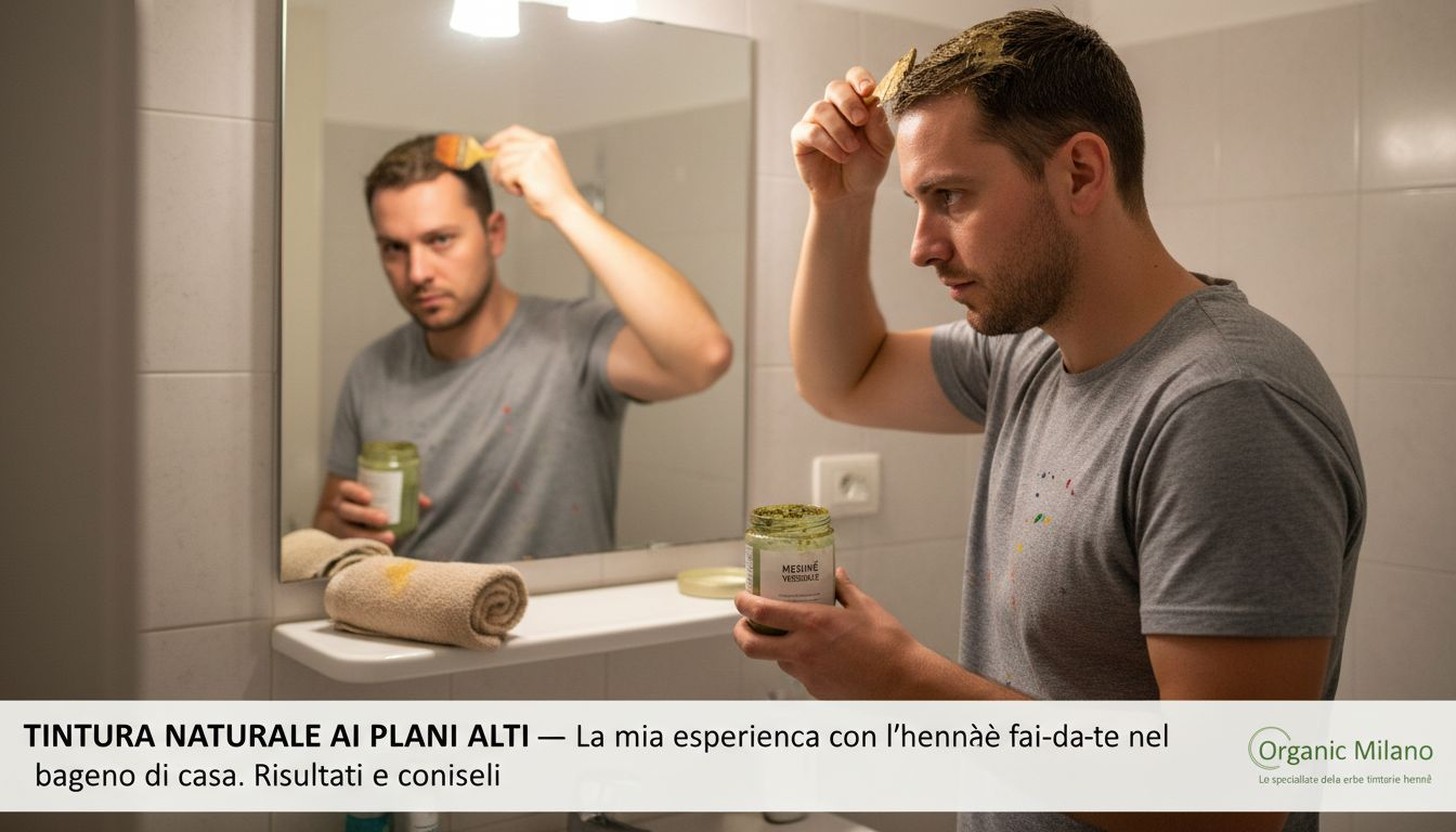 Un uomo si tinge i capelli con una colorazione naturale