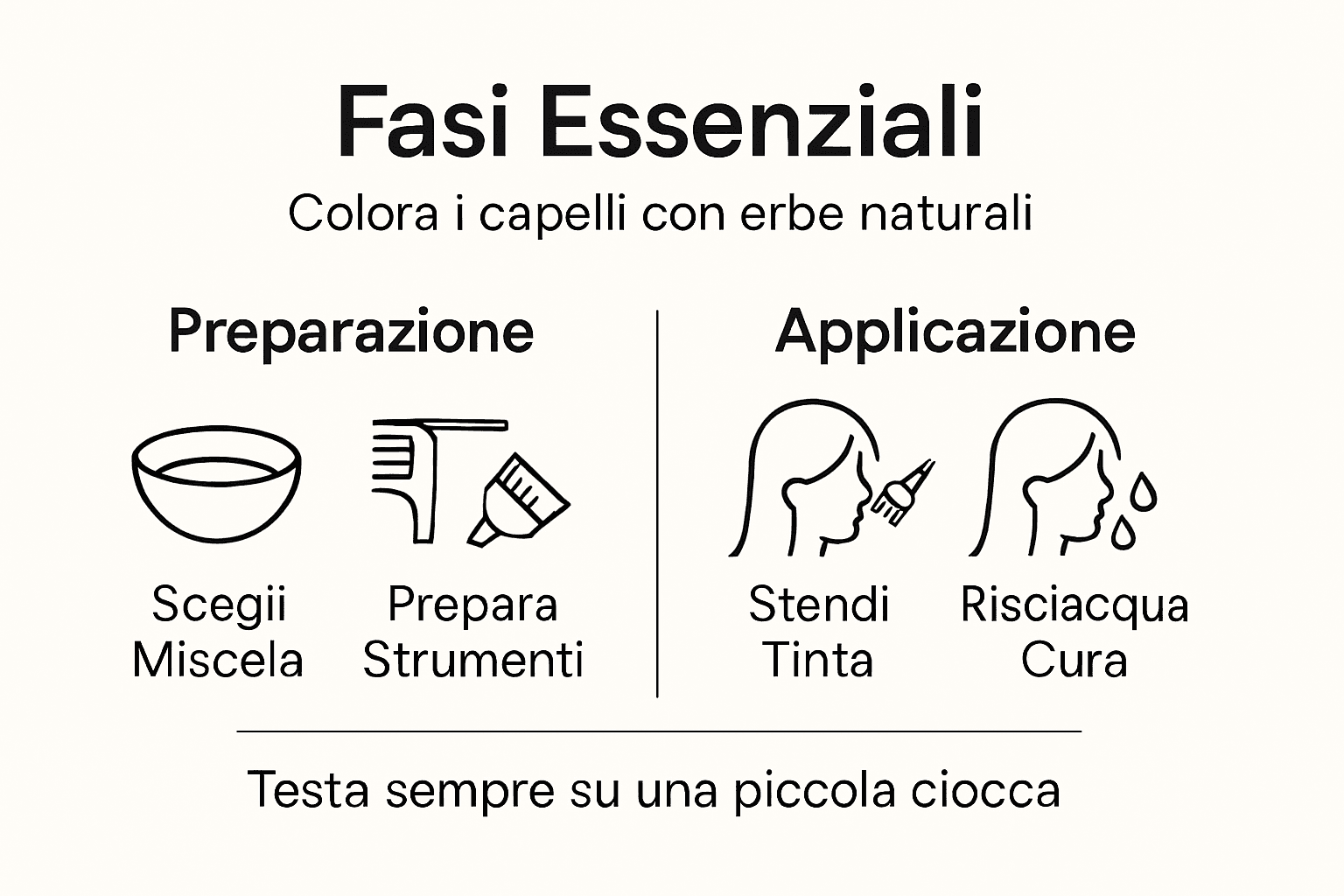 Infografica con tutti i passaggi per applicare la tintura naturale ai capelli