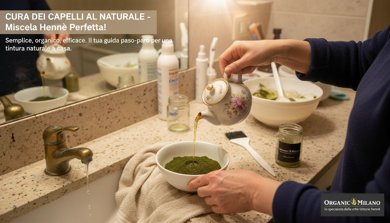 Añade té caliente a tu mezcla de tinte para el cabello.