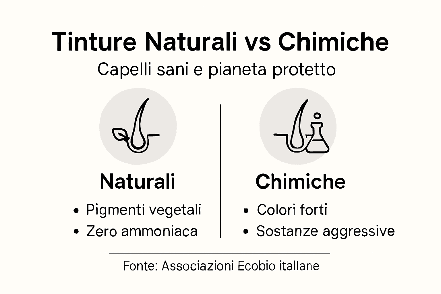 Infografica: confronto tra colorazioni per capelli naturali e chimiche