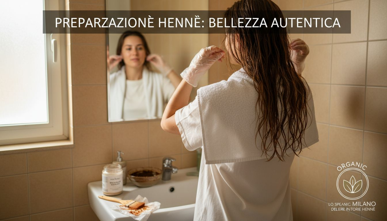Donna pronta a tingersi i capelli con l’henné