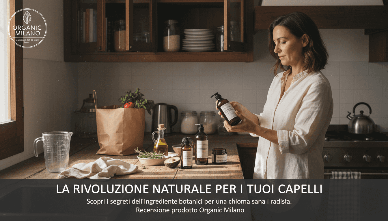 Una donna sceglie con cura prodotti per capelli biologici.