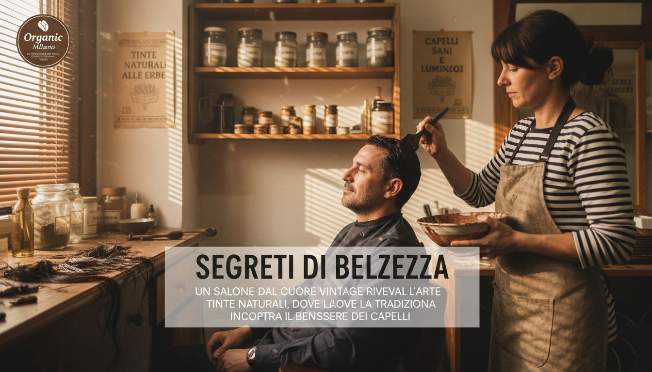 Parrucchiere che applica una colorazione vegetale ai capelli