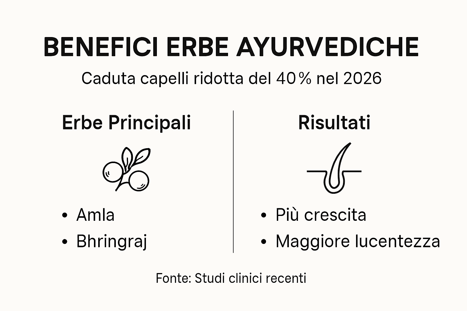Scopri i vantaggi delle erbe ayurvediche per la salute e la bellezza dei capelli: ecco un’infografica che ne illustra i benefici principali.