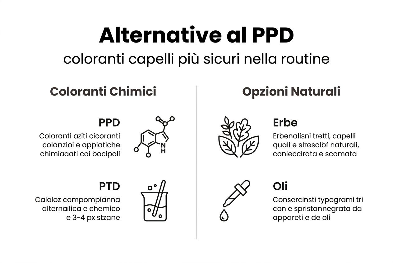 Infografica sulle migliori alternative alla PPD nei coloranti per capelli