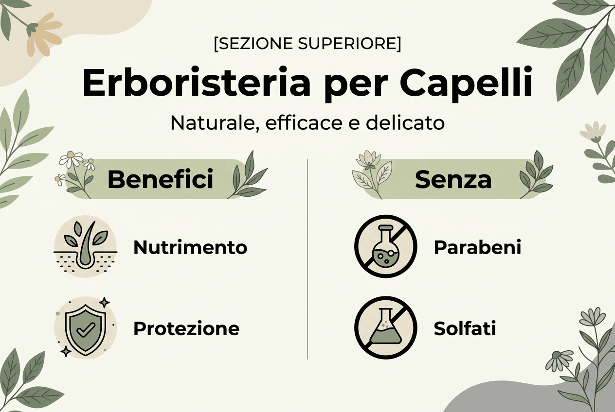Infografica: tutti i benefici dei prodotti erboristici per la salute e la bellezza dei capelli