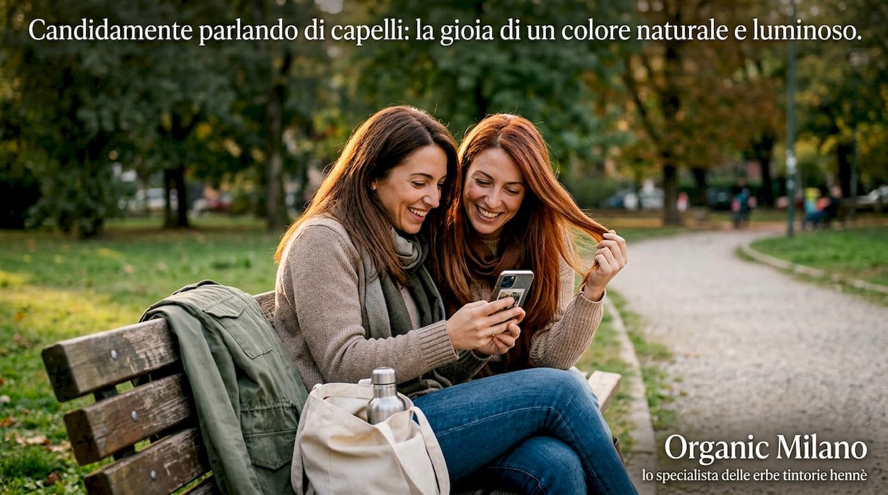 Due amiche si mostrano i capelli dopo aver provato una tinta naturale