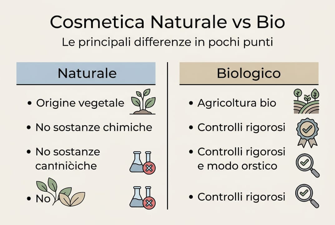 Infografica: cosa cambia davvero tra cosmetici naturali e biologici
