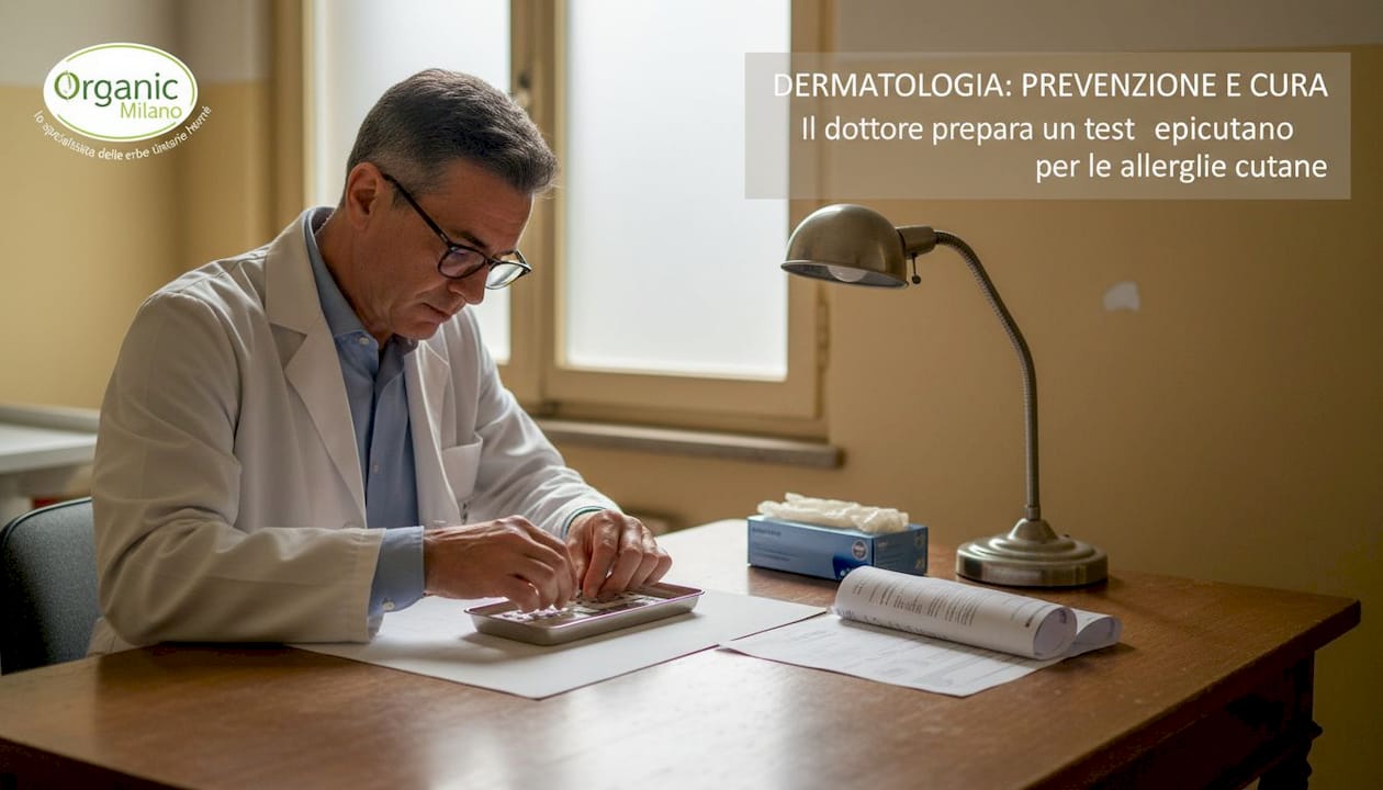 Il dermatologo prepara il test per verificare eventuali allergie cutanee.