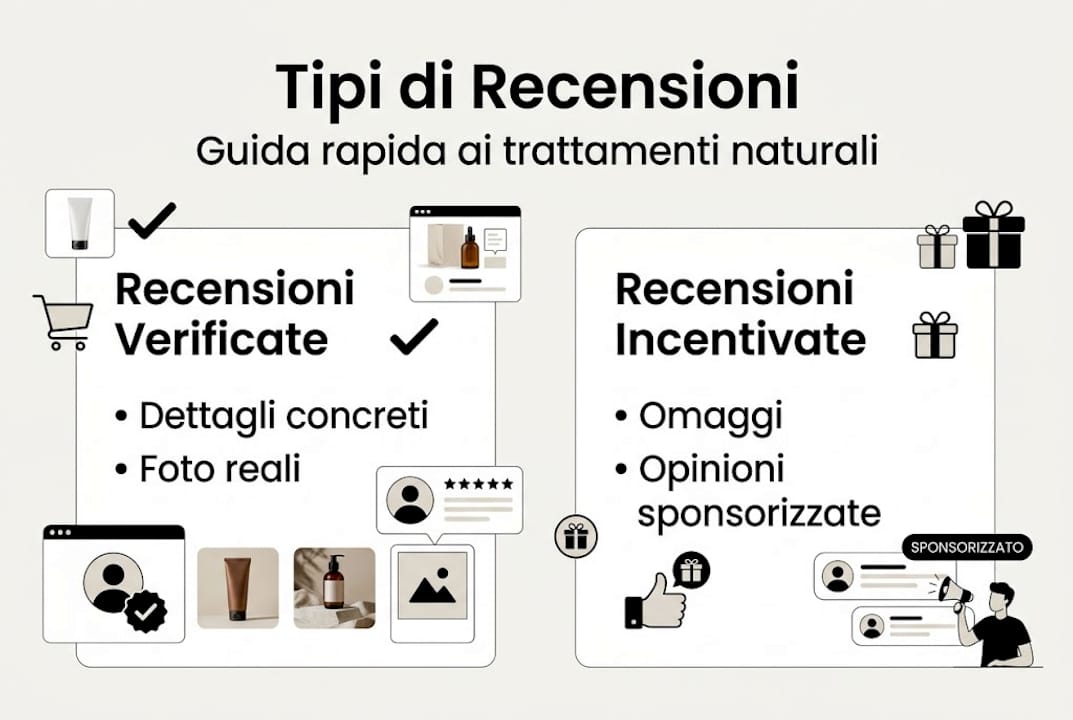 Infografica: le diverse tipologie di recensioni sui trattamenti naturali