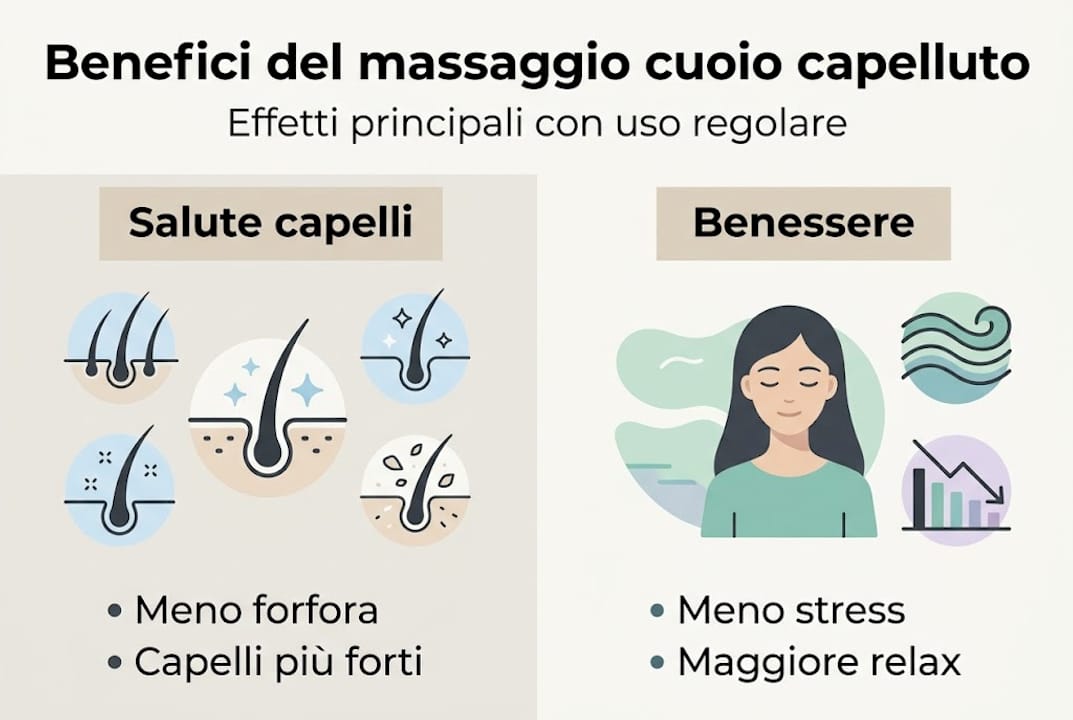 Infografica: tutti i vantaggi del massaggio al cuoio capelluto