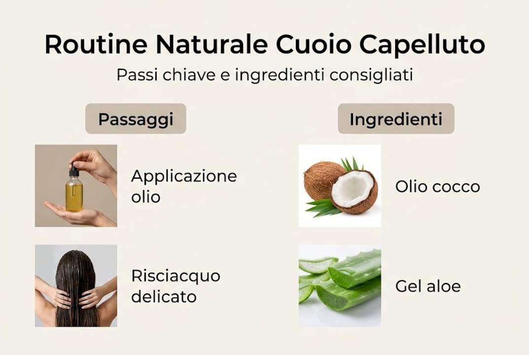 Infografica: la routine ideale per prendersi cura del cuoio capelluto e gli ingredienti chiave