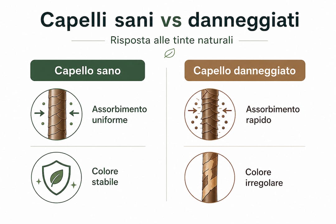 Infografica: differenze tra capelli sani e capelli danneggiati, scopri l’effetto delle tinte naturali