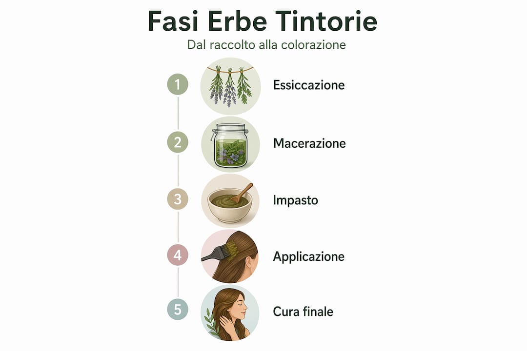 Infografica: tutti i passaggi per preparare le erbe tintorie per i capelli