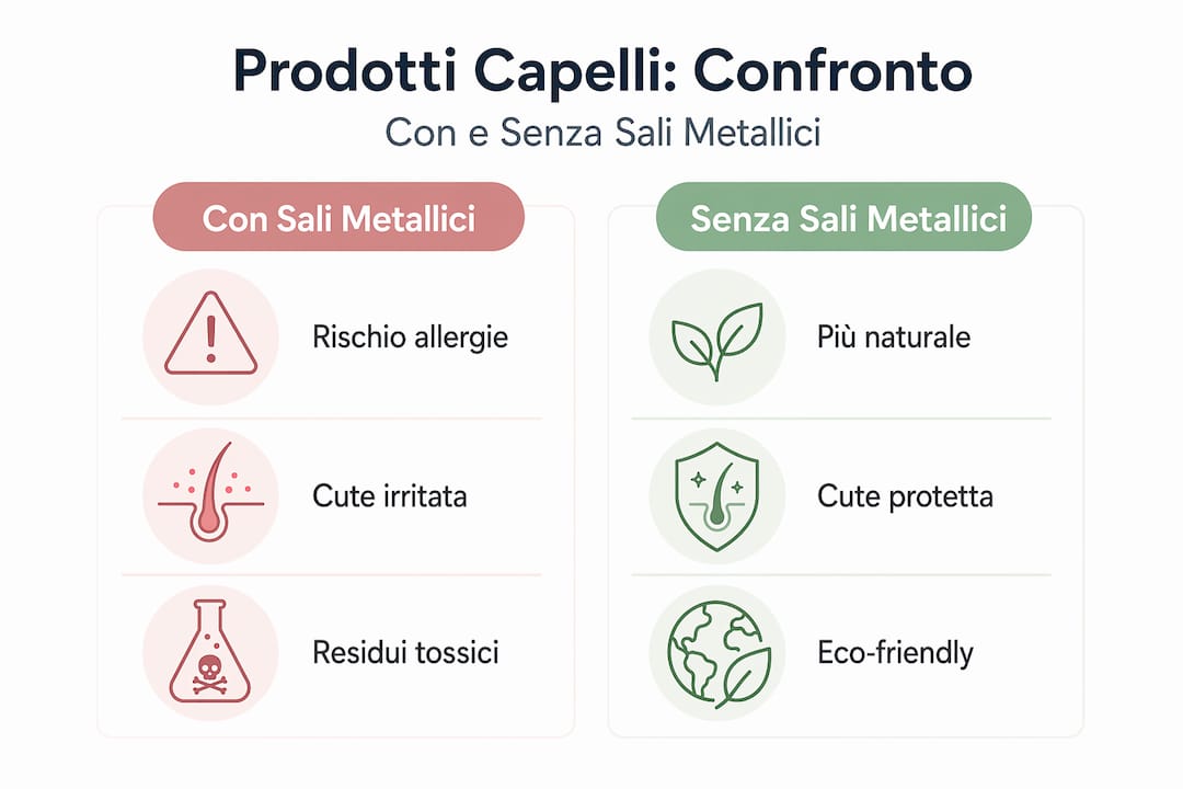 Paragone visivo tra prodotti con e senza sali metallici