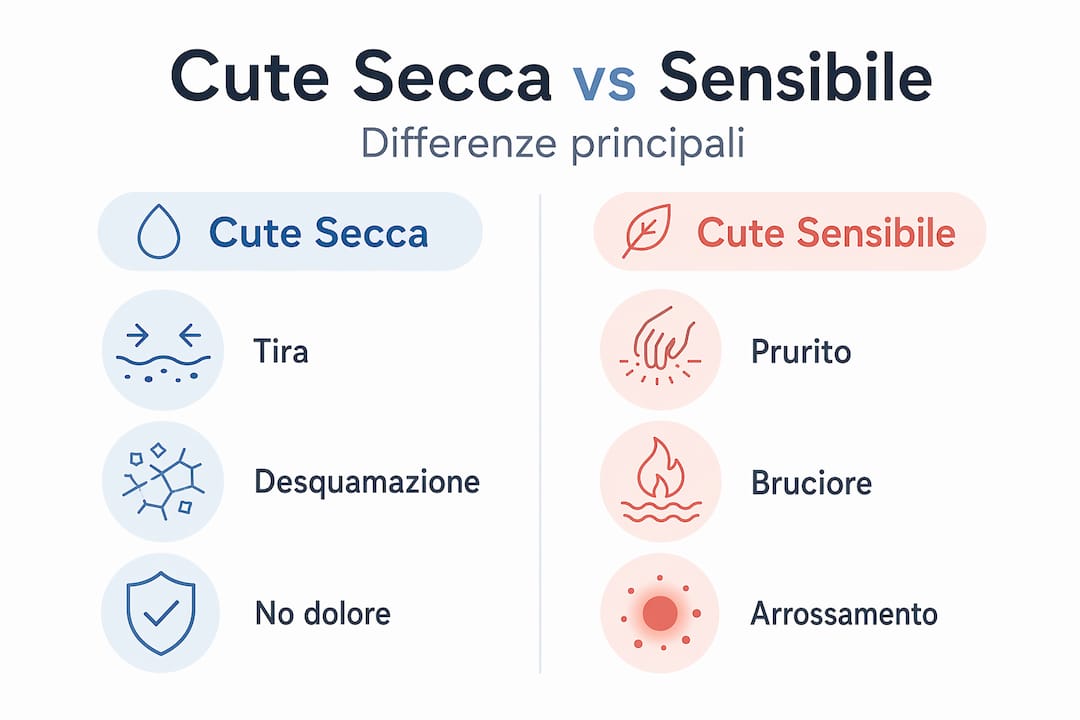 Infografica: differenze tra pelle secca e cuoio capelluto sensibile