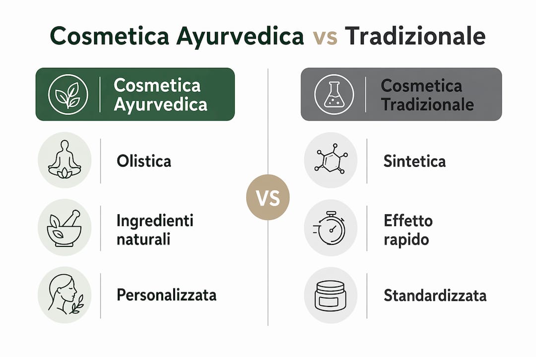 Infografica: differenze tra cosmetica ayurvedica e cosmetica tradizionale