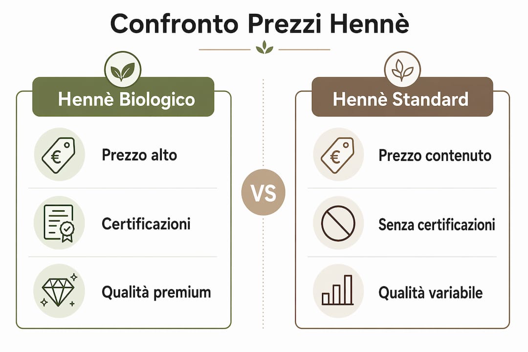 Infografica: confronto tra prezzi e qualità dell’henné