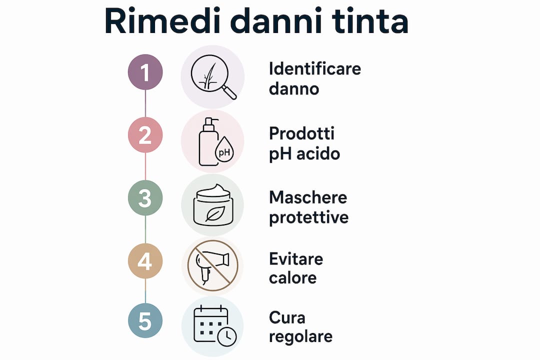 Infografica: tutti i passaggi per rimediare ai danni causati dalla tinta per capelli