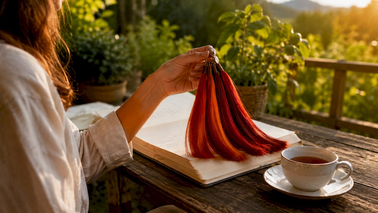 Scopri le nostre nuance rosso fuoco per capelli: campioni disponibili per provare il colore più audace e brillante!