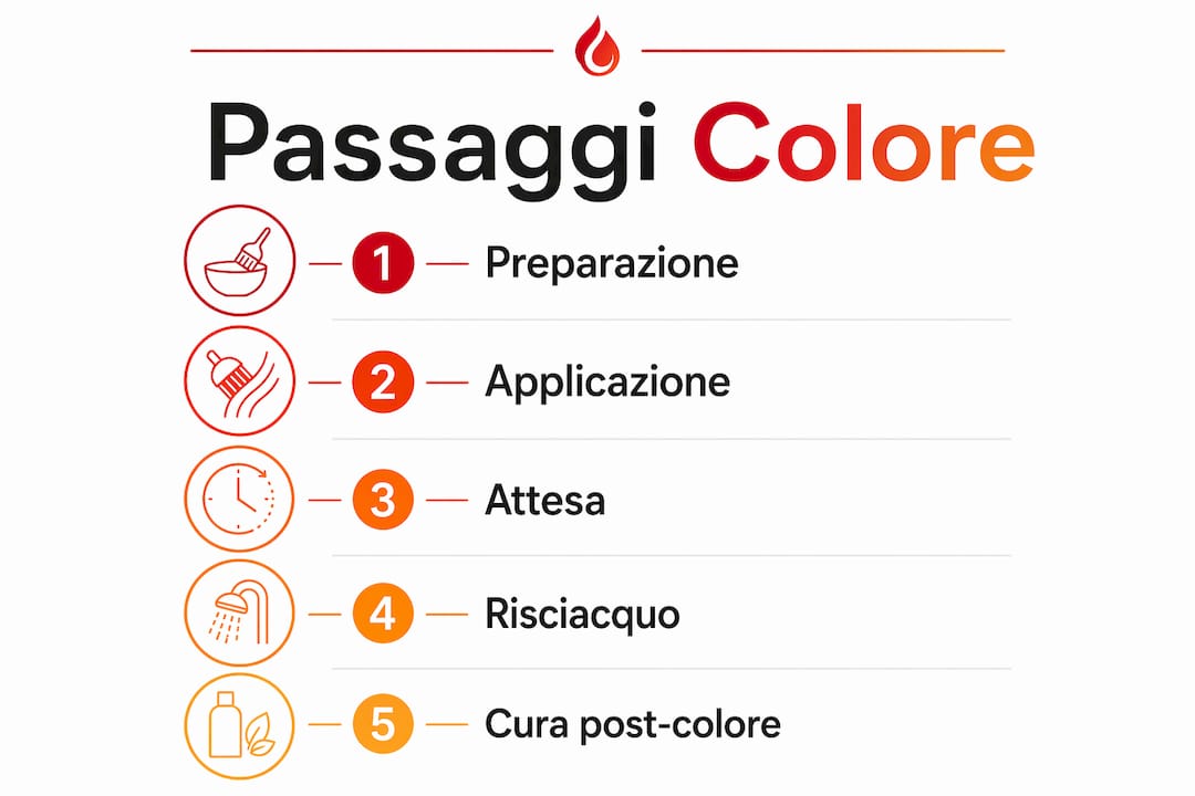 Guida illustrata ai passaggi per ottenere una tinta rosso fuoco perfetta