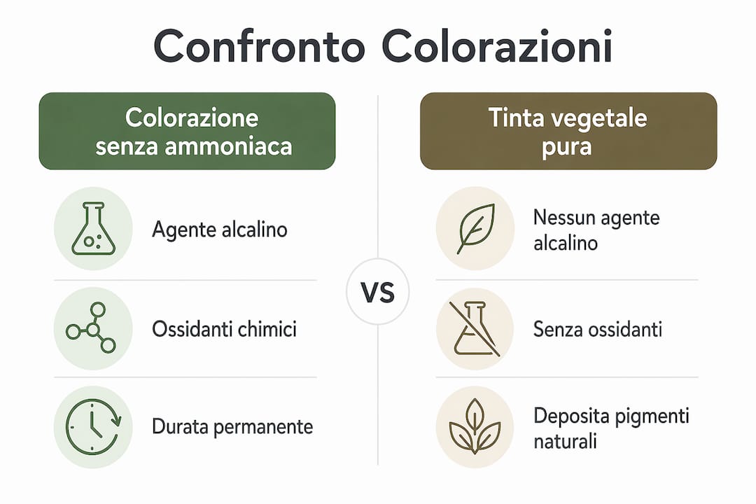 Infografica: differenze tra colorazioni naturali e tinte senza ammoniaca