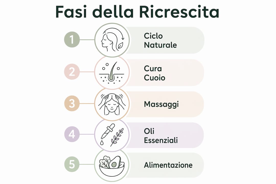 Grafico illustrativo delle diverse fasi di crescita dei capelli