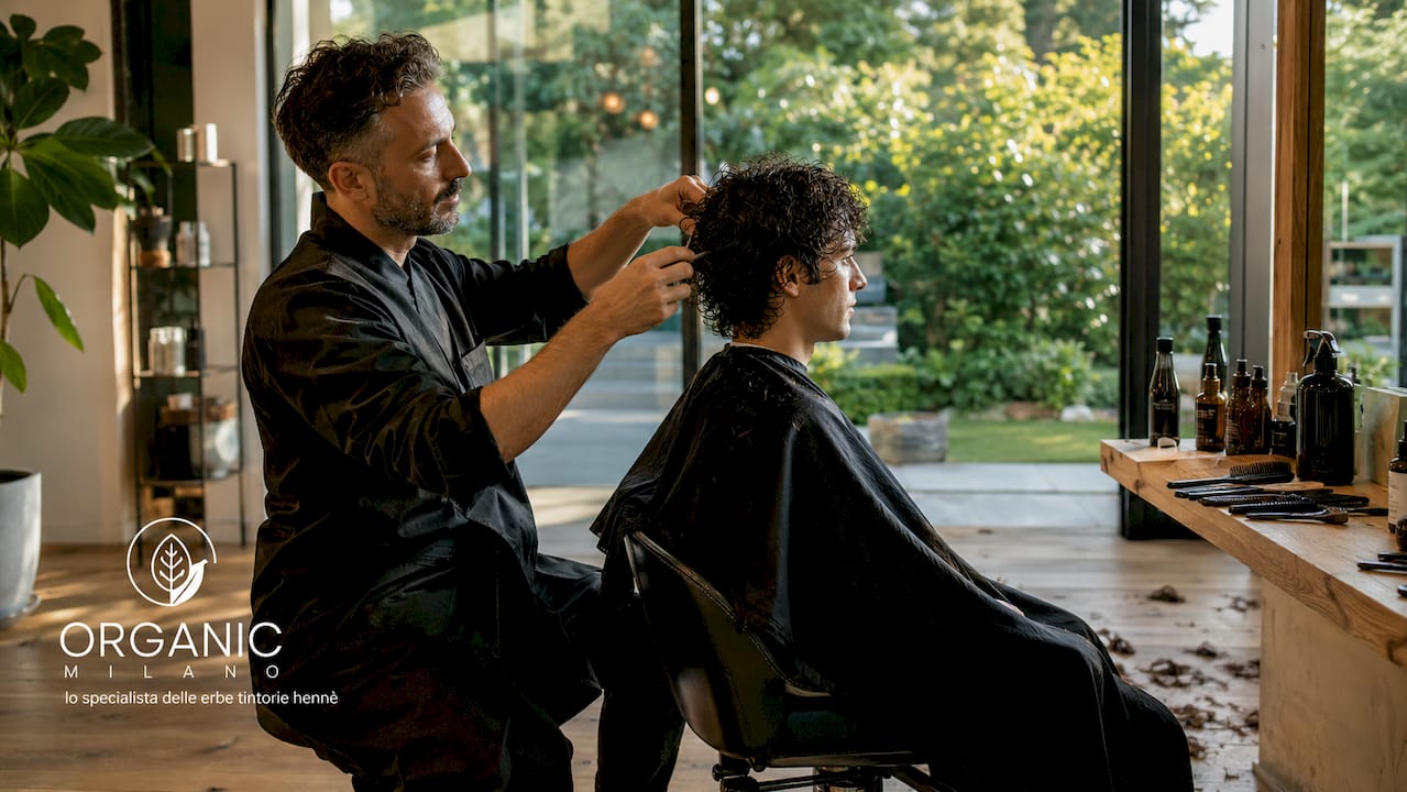 Barbiere esperto in tagli per capelli ricci da uomo
