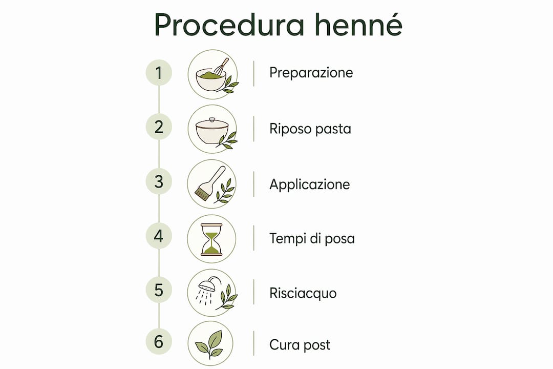 Infografica: tutti i passaggi fondamentali per applicare l’henné passo dopo passo