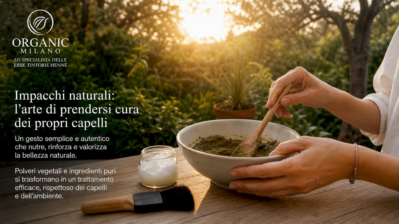 Mani all’opera nella preparazione di un impacco naturale per tingere i capelli