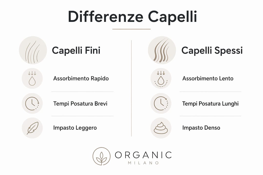 Infografica: come l’henné agisce sui capelli sottili e su quelli spessi