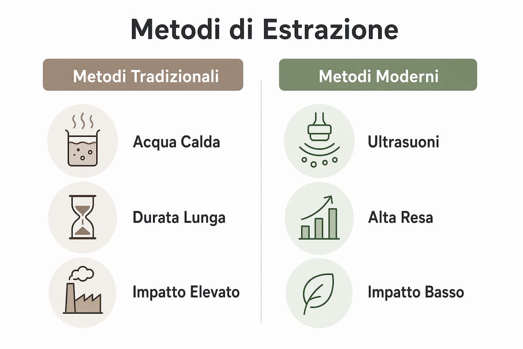 Infografica: confronto tra i diversi metodi di estrazione del lawsone dall’henné