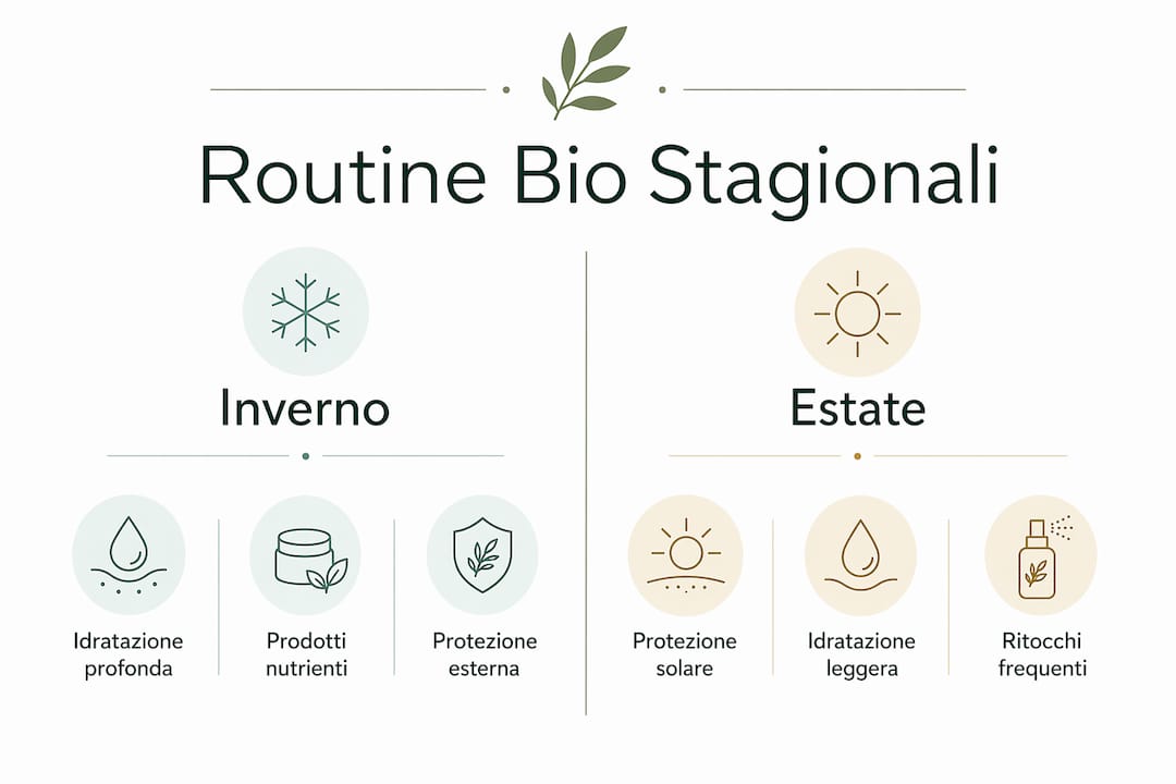 Infografica: come cambia la routine bio per i capelli tra inverno ed estate