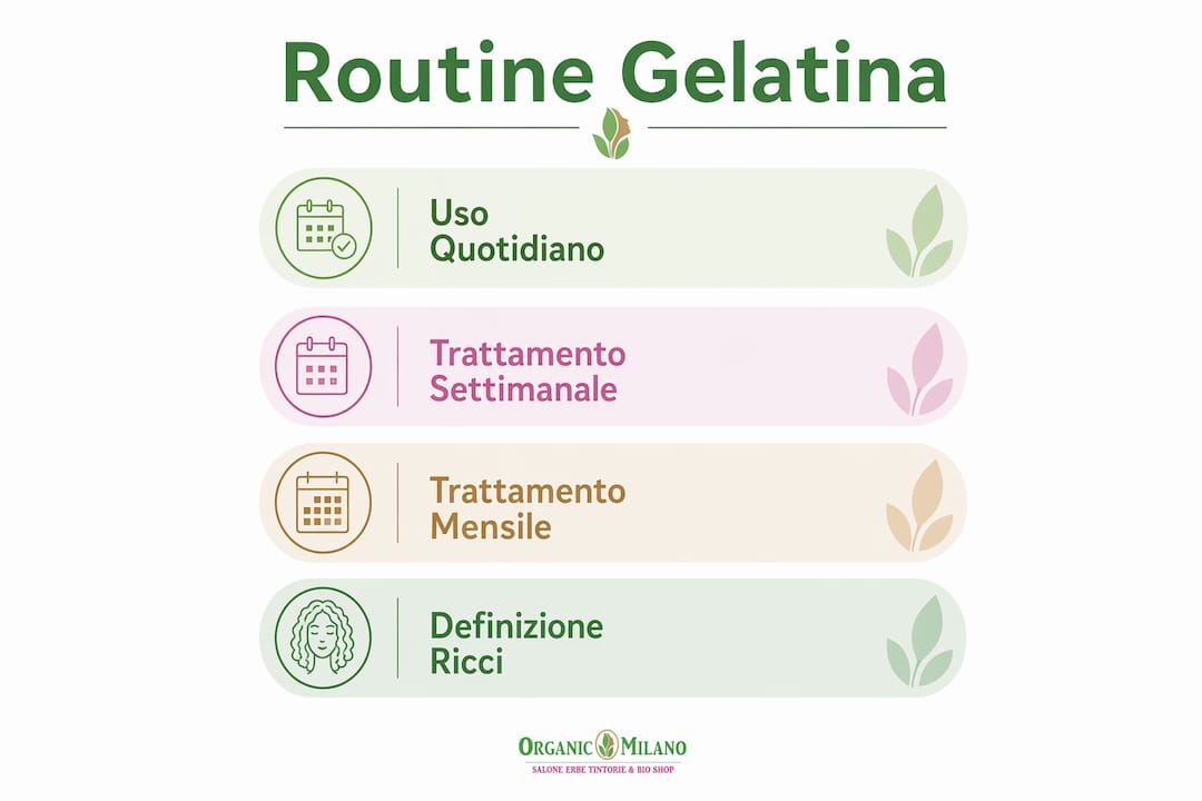 Schema illustrativo su come utilizzare la gelatina vegetale nella routine quotidiana