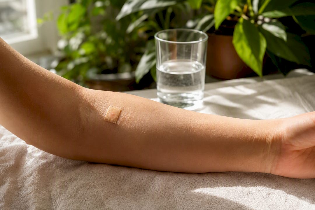 Cute sottoposta a patch test per valutare la tollerabilità della colorazione vegetale, attualmente in fase di osservazione.