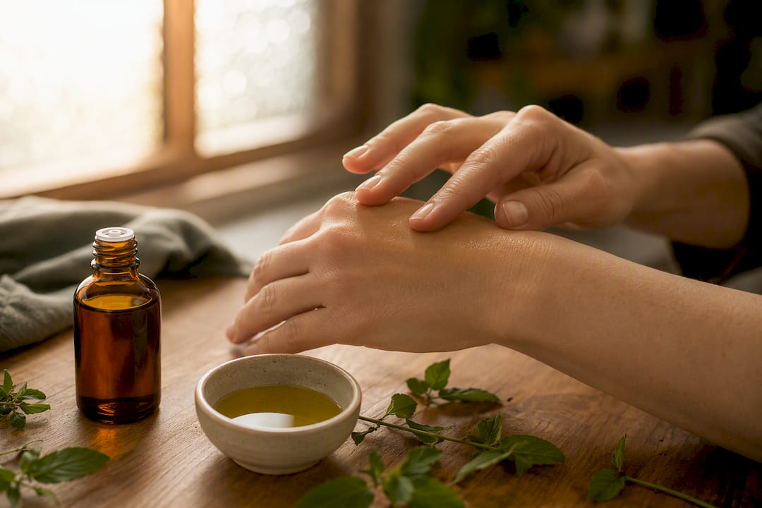 Mano che verifica la temperatura dell'olio
