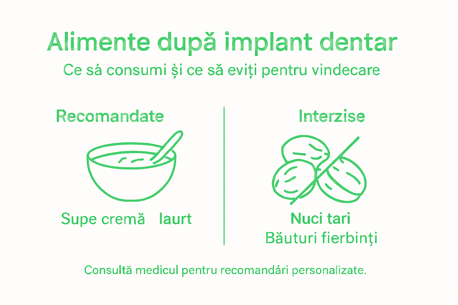 Infografic: ce alimente sunt indicate și ce trebuie evitat după implant