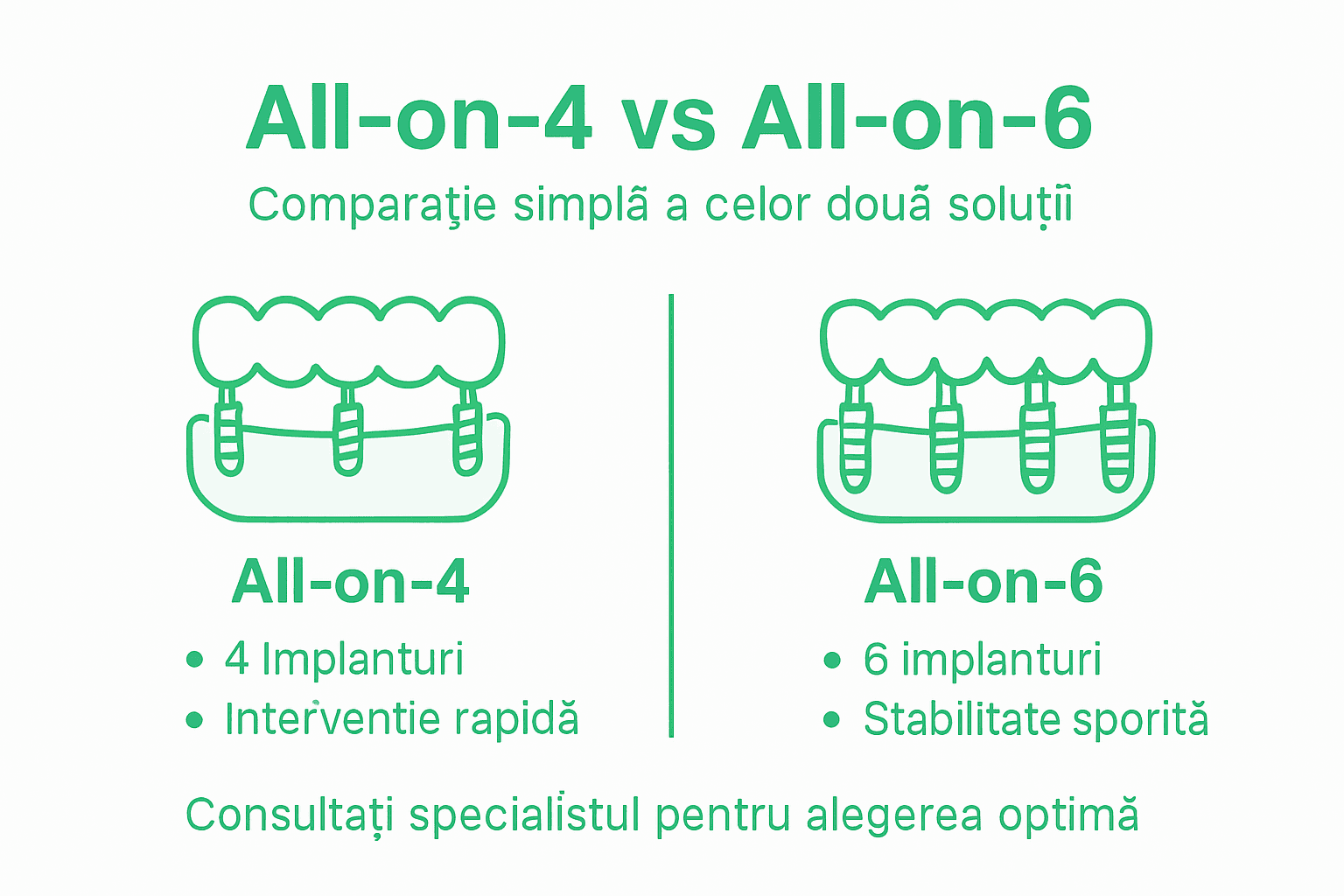 Infografic: comparație între sistemele All-on-4 și All-on-6