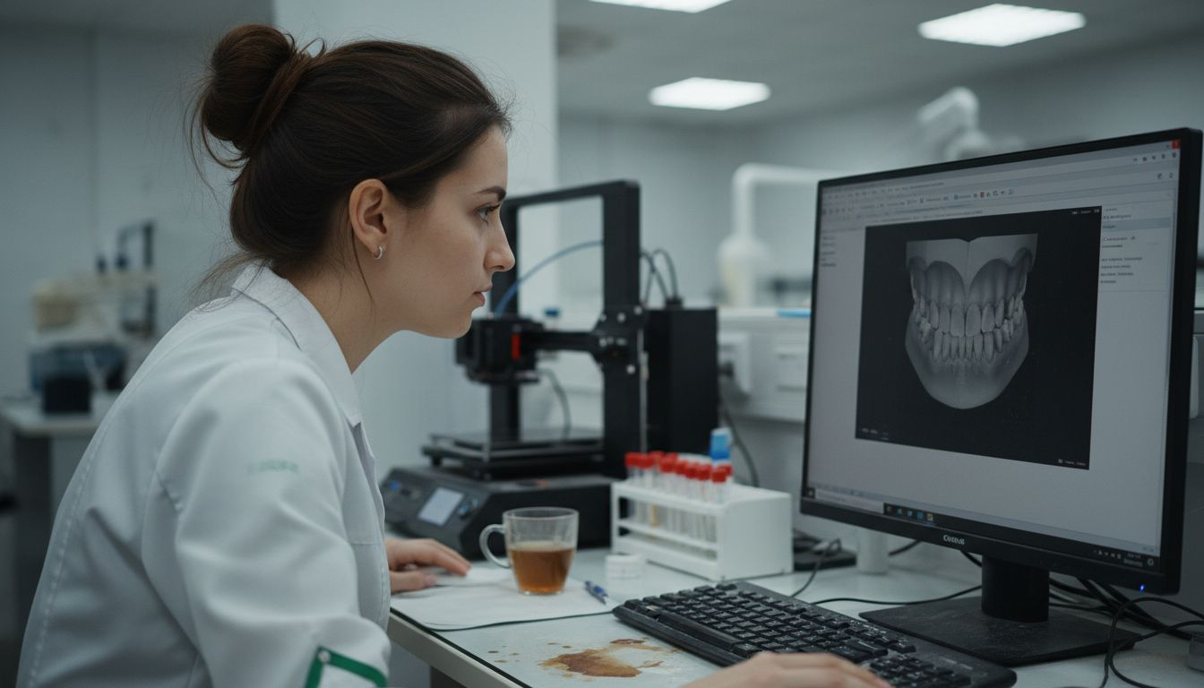 Tehniciană dentară specializată în realizarea lucrărilor cu ajutorul scanării digitale și al imprimantei 3D