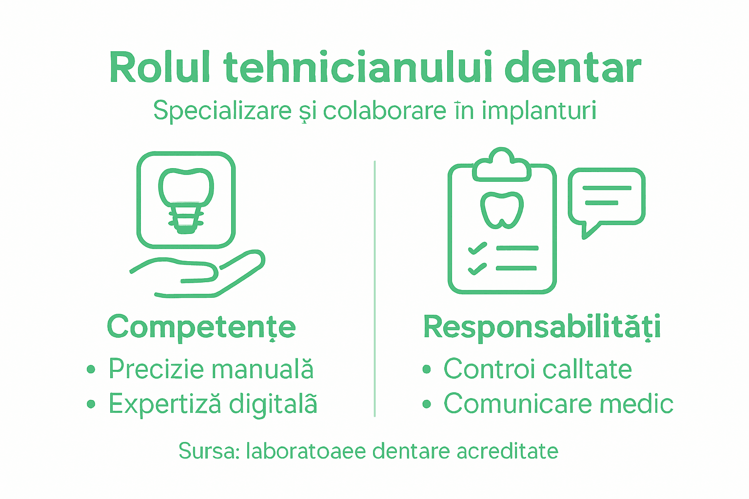 Infografic: atribuțiile și abilitățile esențiale ale tehnicianului dentar