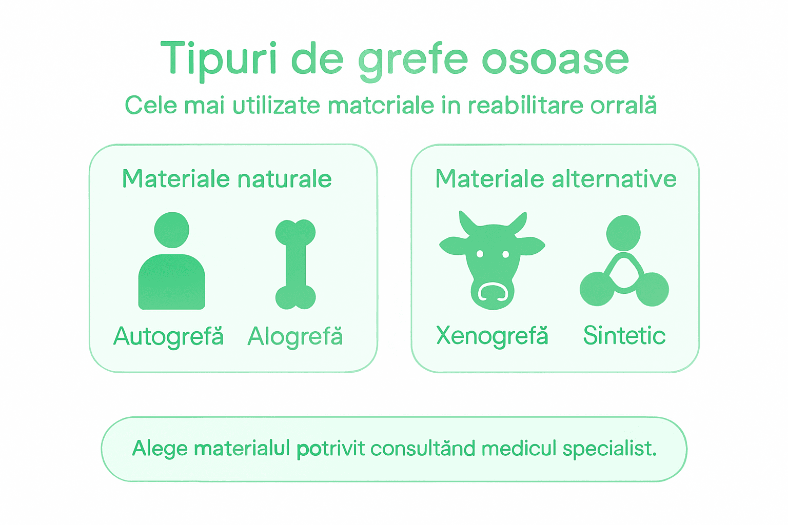 Infografic: Ce tipuri de grefe osoase se folosesc pentru implanturile All-on-4