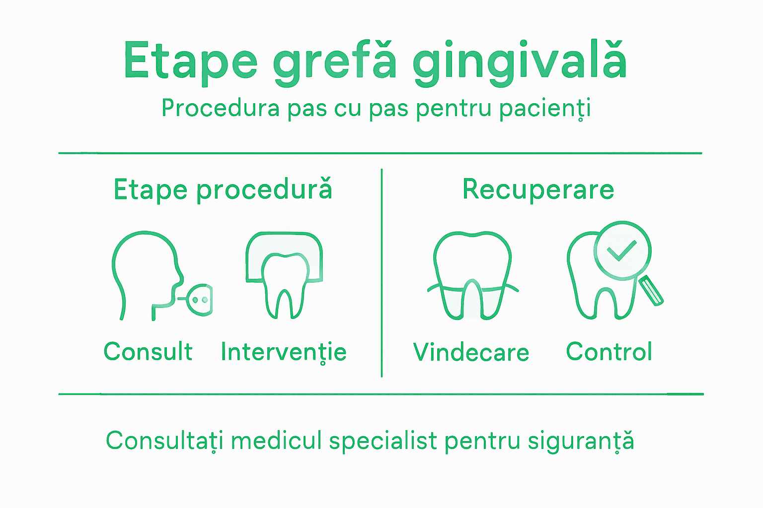 Infografic: pașii principali ai intervenției de grefă gingivală