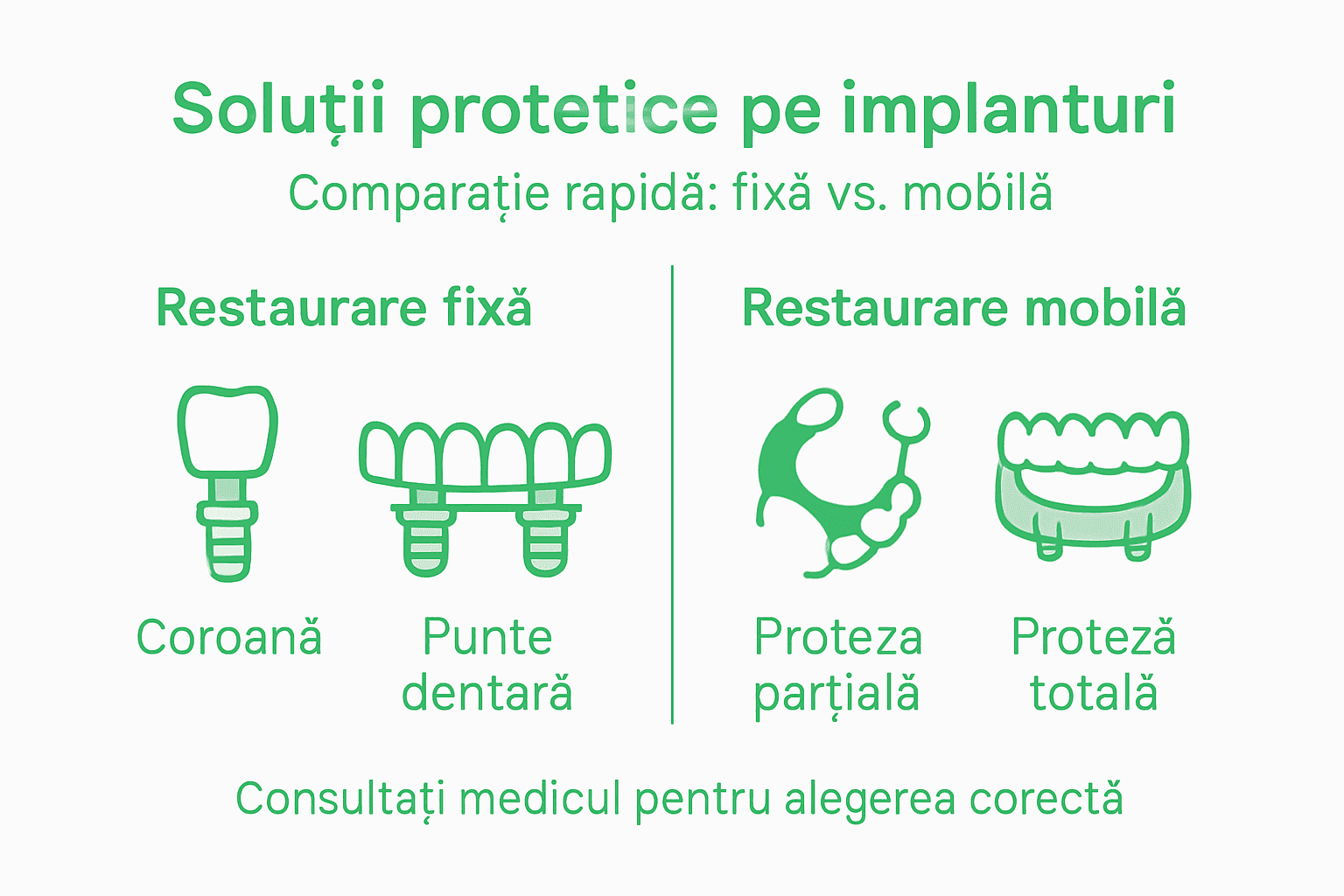 Infografic: ce tipuri de lucrări se pot realiza pe implanturi dentare